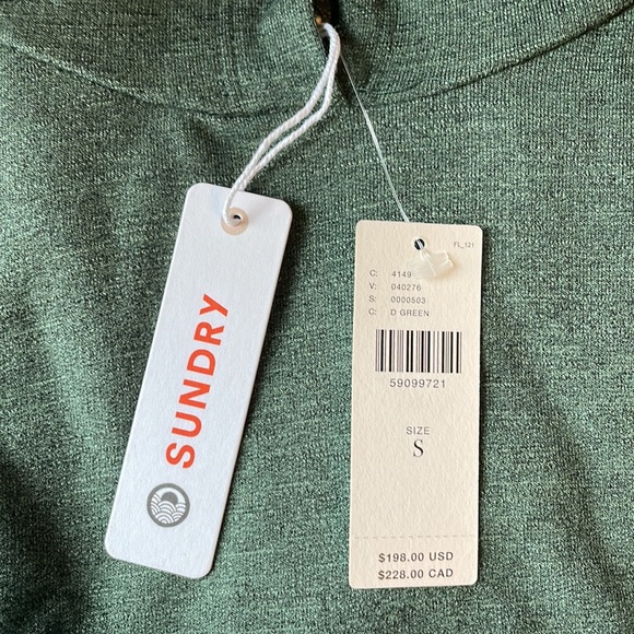 Sundry Galen Chenille Hoodie Dark Green Striped Super Soft Size Small - Picture 4 of 5